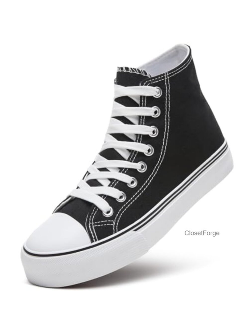 Womens High Top Canvas Sneakers Lace-Up Casual Tennis Walking Shoes